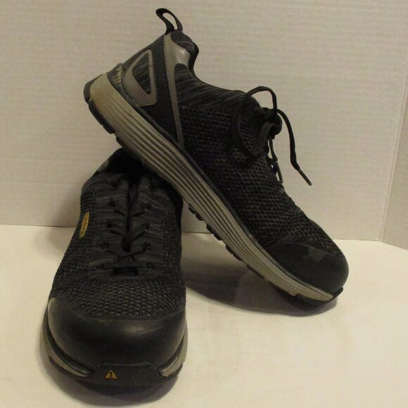 Keen Woman Size 9.5 Gray Black Lace Up Steel Toe Safety Work Shoes - Picture 1 of 16